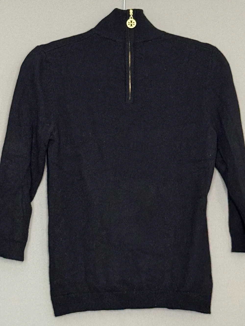 Tory Burch 100% Cashmere Back Zip Turtleneck Sweater Women’s Black Small